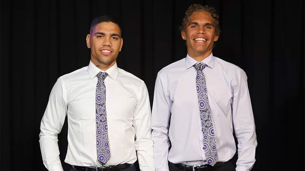 WaltersandHenryOct28.jpg Michael Walters and Liam Henry model one of Henry's ties - AFL,Tag-Draft,Draft,News,Lifestyle,Perspective,Liam Henry